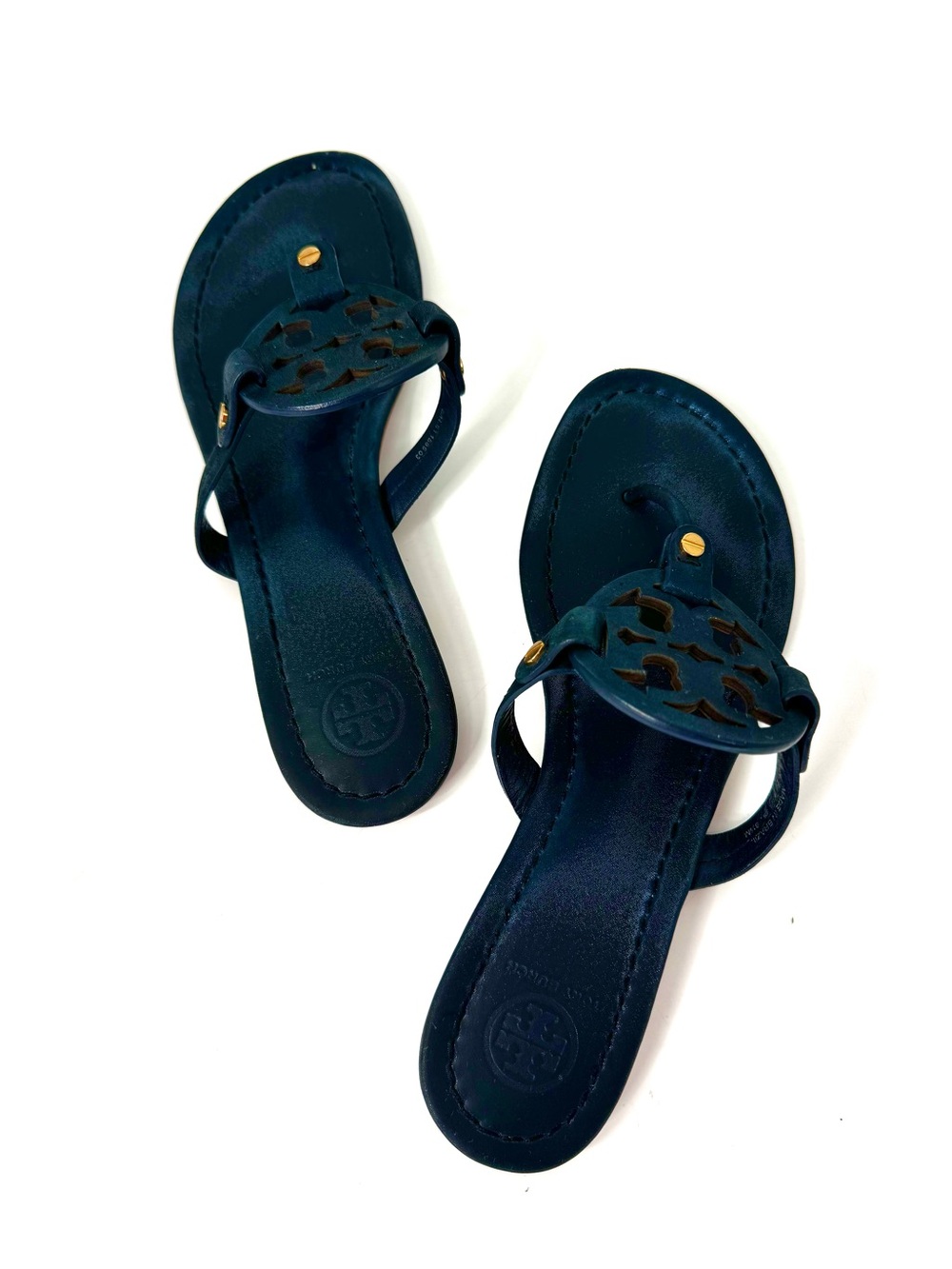 Tory Burch Miller Sandals Navy Blue Metallic